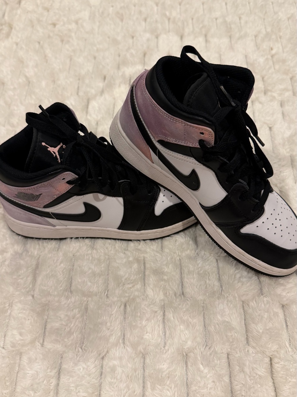 Nike Air Jordan 1 Mid — Black, White & Iridescent Pink